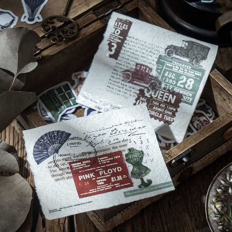 Vintage sketch stickers detail view - black and white retro designs