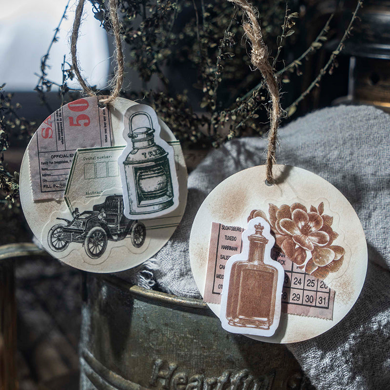 Black and white vintage stickers - retro sketch designs