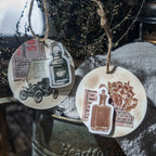 Black and white vintage stickers - retro sketch designs