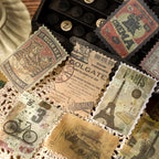 Removable vintage stamp stickers - retro designs for journals and planners