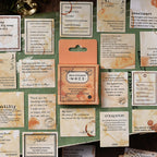 "46-piece vintage sticker collection box for scrapbooking and journaling"