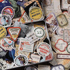 Vintage Sticker Collection Box - 46 pcs Retro-Themed Stickers for Journaling