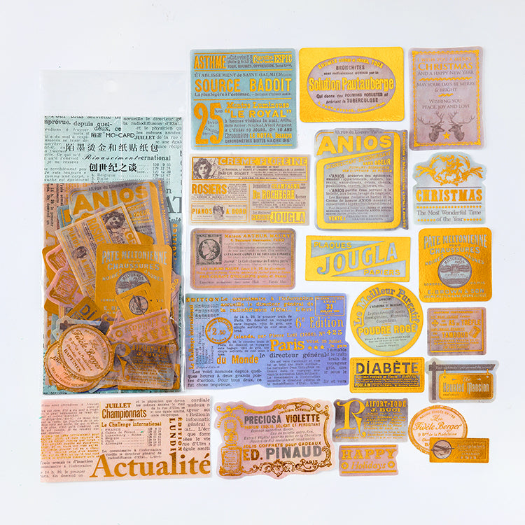 Vintage apothecary labels and antique advertising stickers