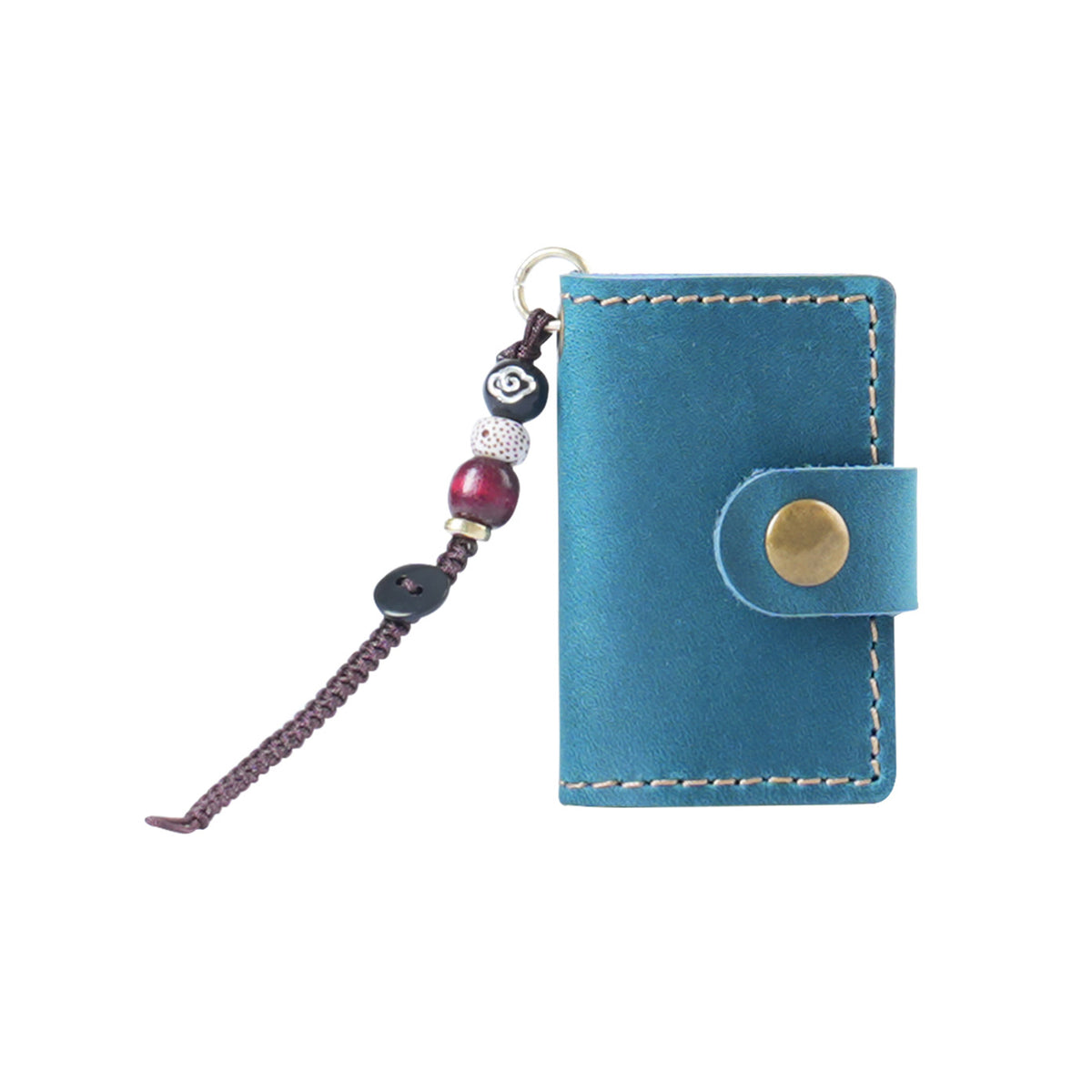 Vintage blue mini leather traveler's notebook charm on white