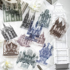 Vintage castle background paper detail, gothic medieval building design for scrapbooking and journaling