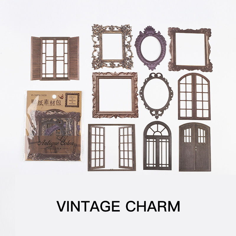 "Vintage Charm window frame sticker - classic decorative border for glass"