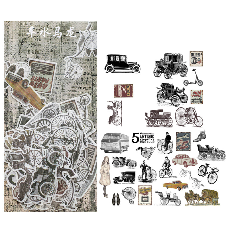 Vintage cityscapes and monochrome retro metropolis washi stickers
