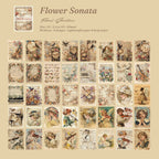 Flower Sonata ephemera card set with 80 sheets of blooming florals, bouquets, and garden botanical prints.