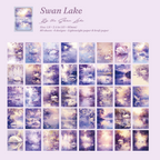 Swan Lake vintage ephemera cards with 80 sheets of elegant swans, water lilies, and dreamy blue lake scenes.