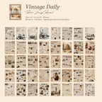 Vintage Daily ephemera card collection with 80 sheets of antique newspaper clippings, ads, and retro typography.