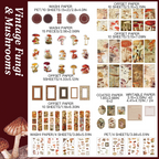 Vintage fungi and mushrooms botanical ephemera pack