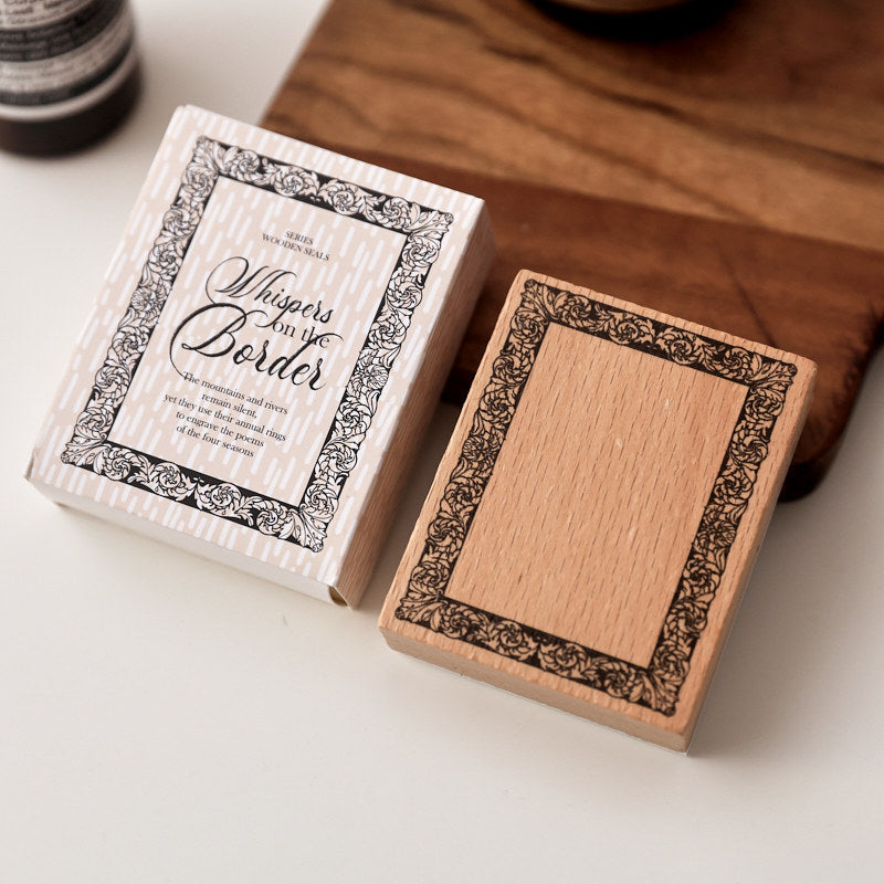 vintage garden wooden stamp dense floral border frame romantic journal stamp