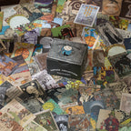 Display of vintage journal stickers showing variety of nostalgic retro designs