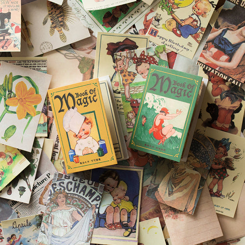 Vintage journal stickers - Magic Book Series 100 sheets with 48 unique designs for bullet journaling and scrapbooking