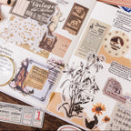 Translucent vintage label stickers with frame and window designs for junk journaling