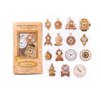 Ruins of time PET sticker pack with vintage pocket watches, mantel clocks, and ornate timepieces in gold and bronze tones.