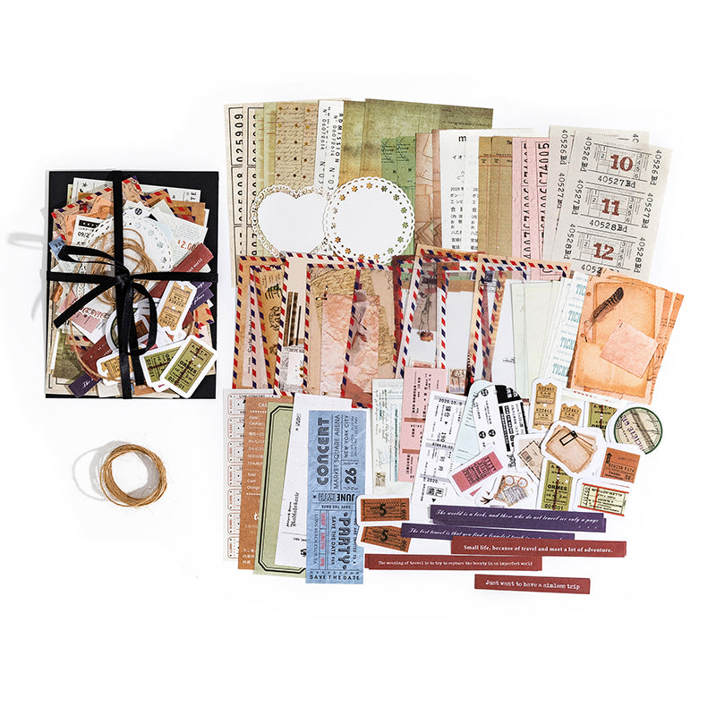 Vintage Receipts travel ephemera kit with concert tickets, old receipts, and airmail envelopes for scrapbooking