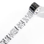 Unrolled vintage script PET tape strip with "Good Day" and "Happiness" phrases in decorative black lettering on transparent backing.