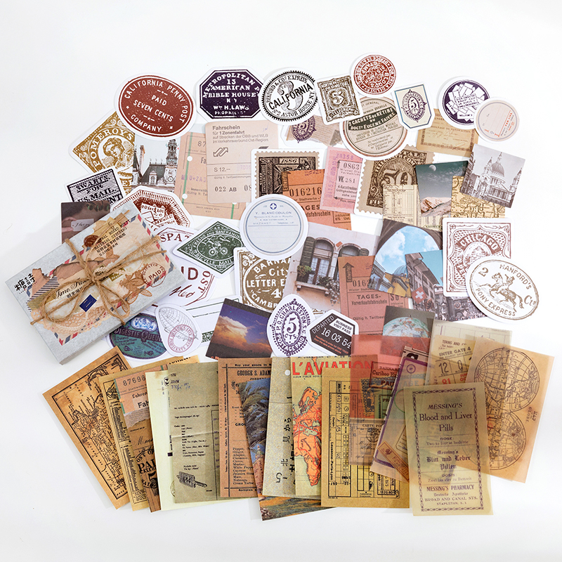 Vintage travel tickets and maps mixed media journal supplies