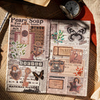 Vintage kraft paper sticker set for junk journaling - dark aesthetic scrapbook supplies