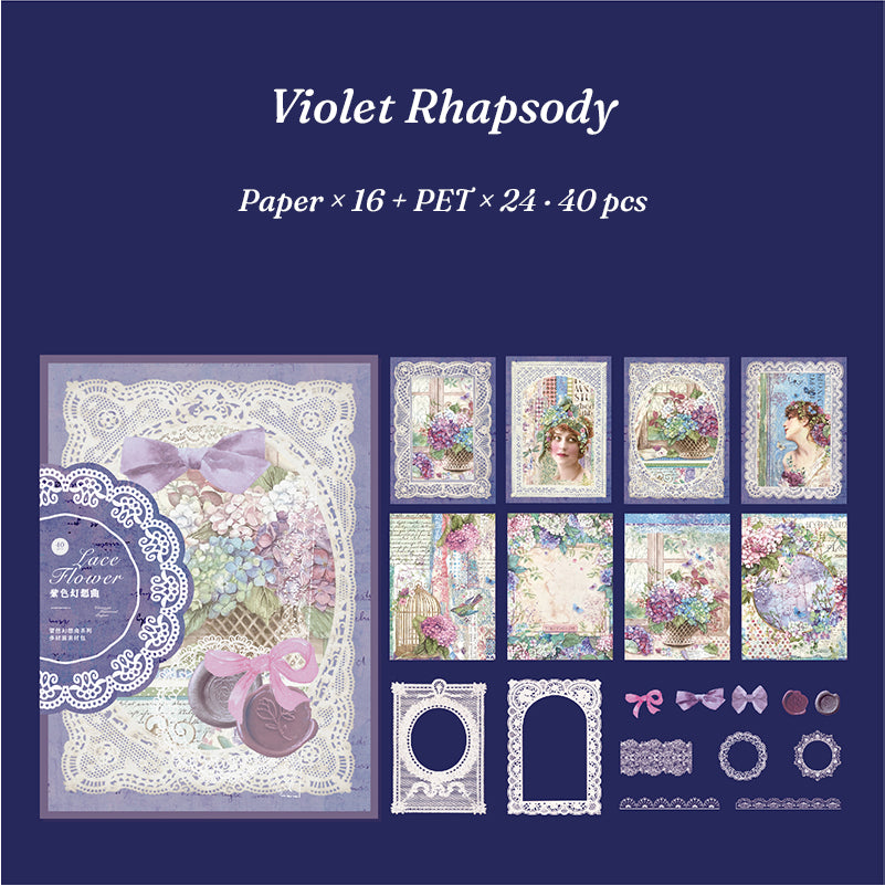 Violet Rhapsody theme — full sheet of deep violet lace stickers