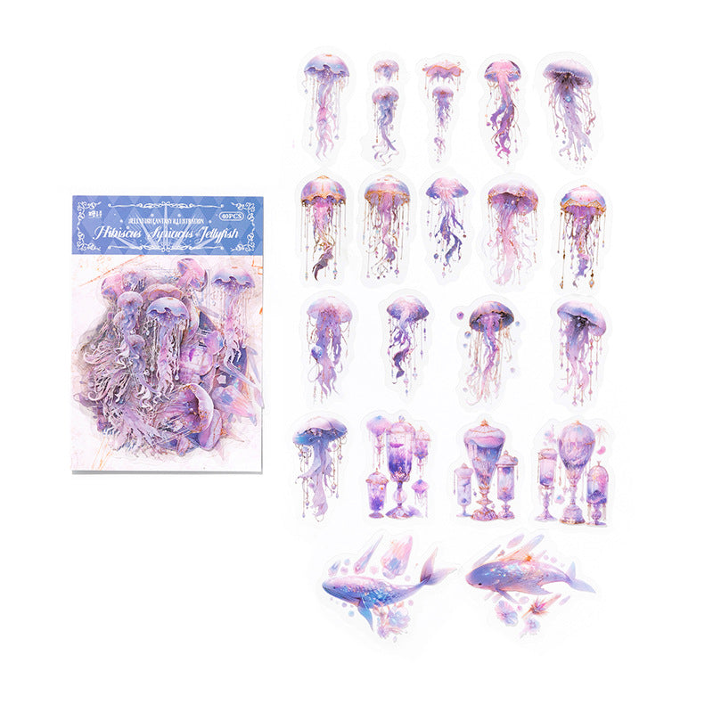 Violet Drift colorway — full sheet of 20 jellyfish designs