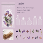 Violet floral letter PET stickers with delicate purple flower designs for planner decoration
