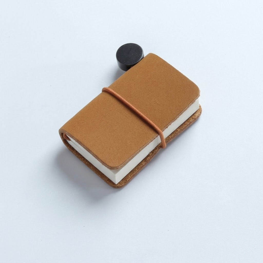 Nomad Camel Waxed Leather Miniature Travelers Notebook Charm - Genuine Leather Accessory