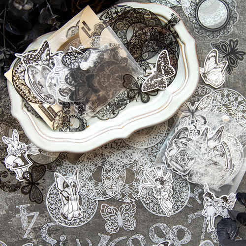  "Fairy tale lace sticker collection with 24 waterproof decorative stickers for journaling and scrapbooking"