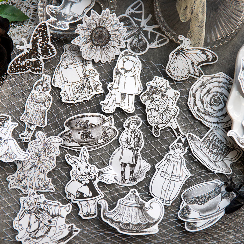 "Where Stars Meet Dawn vintage lace stickers featuring delicate floral and ornate designs"