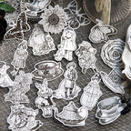 "Where Stars Meet Dawn vintage lace stickers featuring delicate floral and ornate designs"