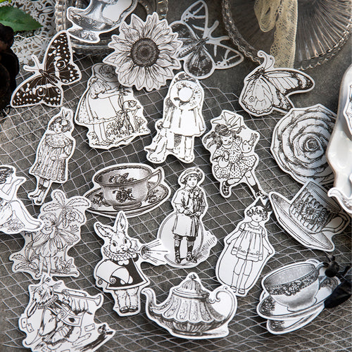 "Where Stars Meet Dawn vintage lace stickers featuring delicate floral and ornate designs"