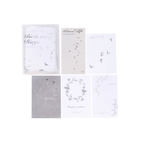 White Dove pure white and silver foil embossed card with birds and floral wreaths for elegant decoration