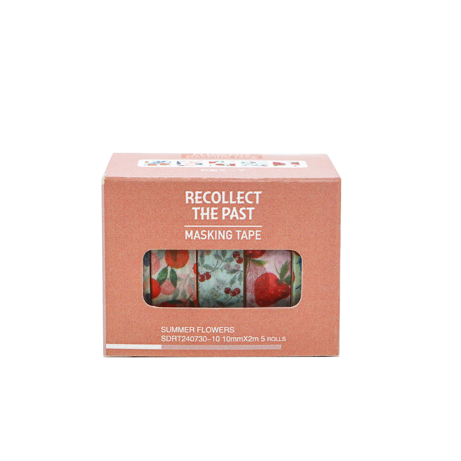 Variant image for the Wild Berries red fruit and floral washi tape set. Showcases 5 rolls of vintage botanical masking tape in a warm red box.