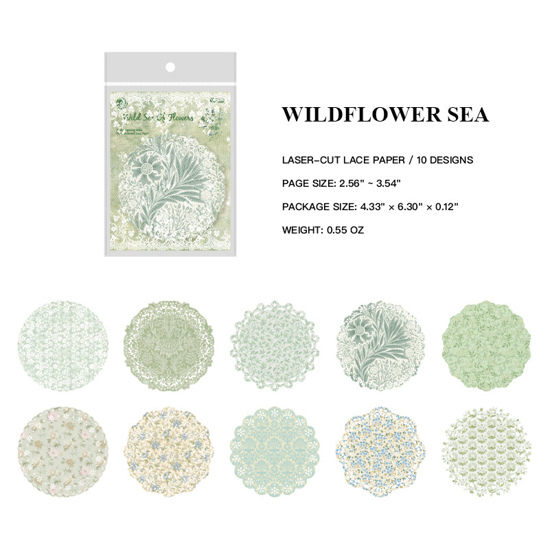 Wildflower Sea laser-cut lace memo pad design with botanical floral pattern