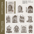 William's castle background paper, gothic medieval ephemera for vintage journaling projects