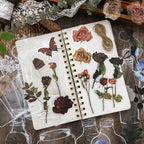 Wind-blown flower letter PET stickers showing translucent layering effect for collage projects
