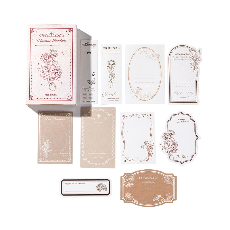 "Windsor Gardens vintage matchbox memo sticker with floral border design"