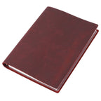 Wine red B5 leather ring binder journal on white background
