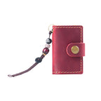 Wine red mini leather journal charm with beaded cord