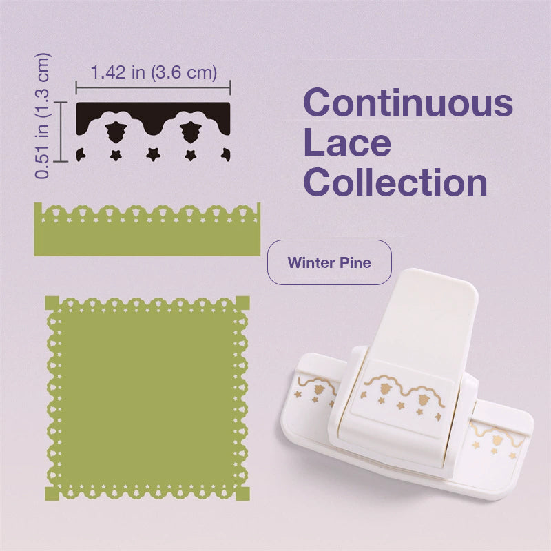 White border punch with pine star pattern cut sample and continuous lace guide