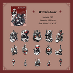 Magic potion bottles and wizard hat stickers for witchy vibe scrapbooking