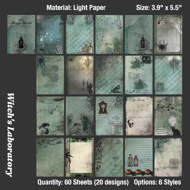 Witch's laboratory halloween gothic background paper pack