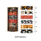 Halloween washi 6-roll box SDRT240628-1 — dark purple spooky designs with BOO motifs