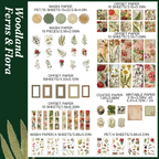 Woodland ferns and flora vintage botanical scrapbooking kit