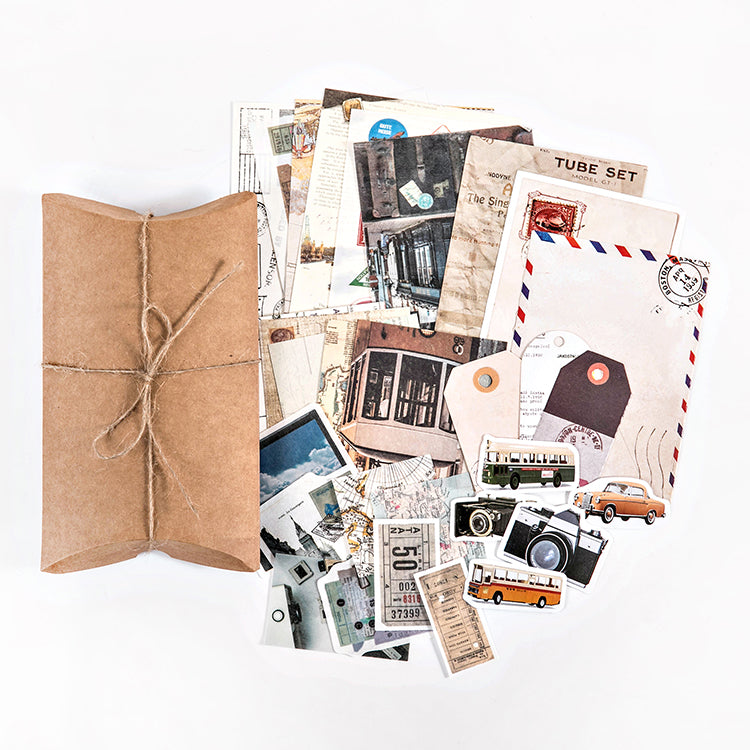 Vintage world atlas and map ephemera paper pack for travel journal