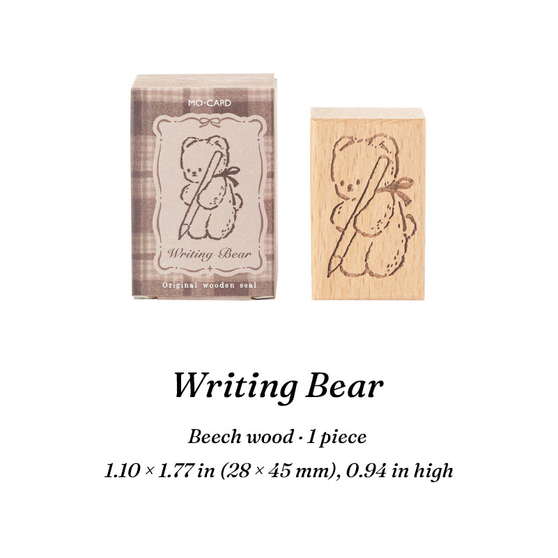 Vintage Hand-Drawn Bear Wooden Rubber Stamps — 8 Whimsical Designs