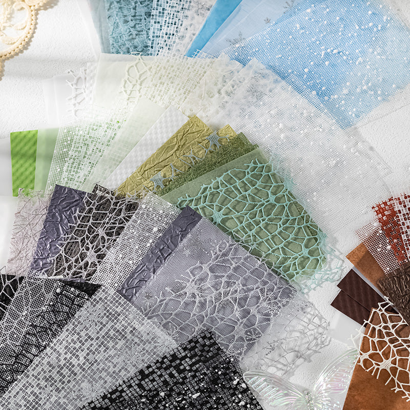 Complete collection of six mixed-texture specialty papers in muted architectural tones