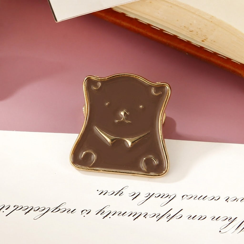 Vintage Whimsical Bear Head Metal Paper Clip | Terracotta Red & Aged Brass for Junk Journals, Planners