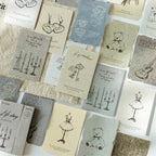 Vintage life story themed textured cards candles teddy bears keys ballet dress guitar calligraphy